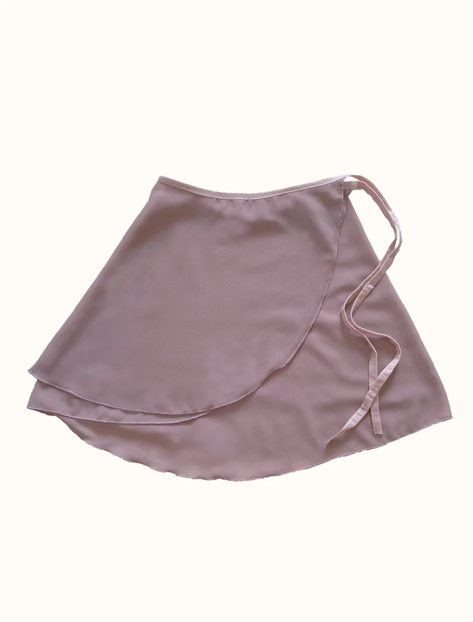 Contrast Chiffon Wrap Skirt in Dusty Pink